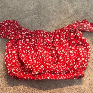 Red Floral cami crop top
